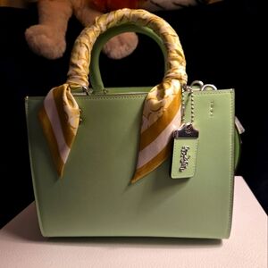 Mint Green / Pistachio 💚 coach Rogue bag with twilly scarf NEW WITH TAGS